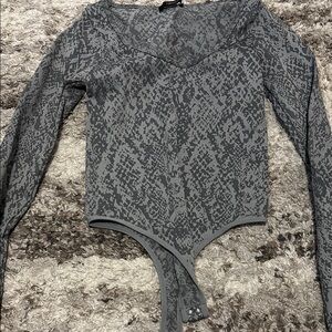 Forever21 Gray Snake Print Bodysuit